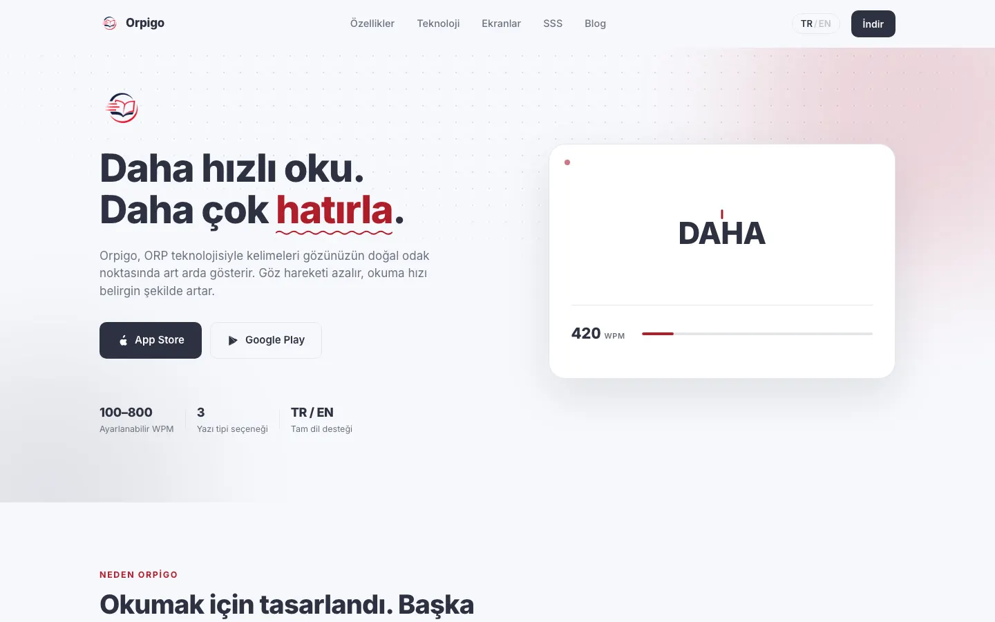 Orpigo sitesinin masaüstü görünümü
