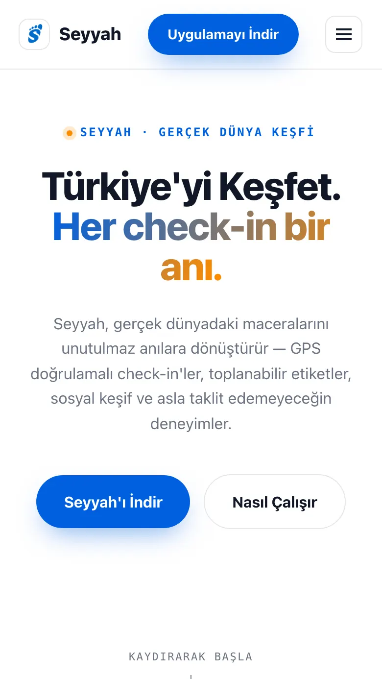 Seyyah sitesinin mobil görünümü